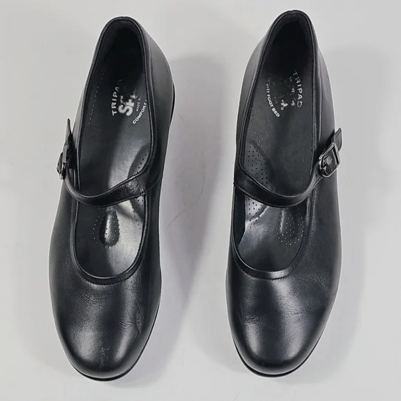 SAS Tripad Comfort Maria Leather Black Buckle Strap Round Toe Mary Jane Flat - Picture 7 of 16